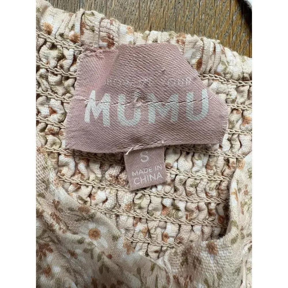 Show Me Your MuMu Cream Floral Puff Sleeve Maxi Dress 100%Cotton US Small - Picture 3 of 8